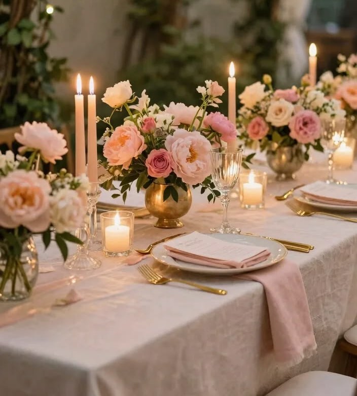 romantic garden tablescape