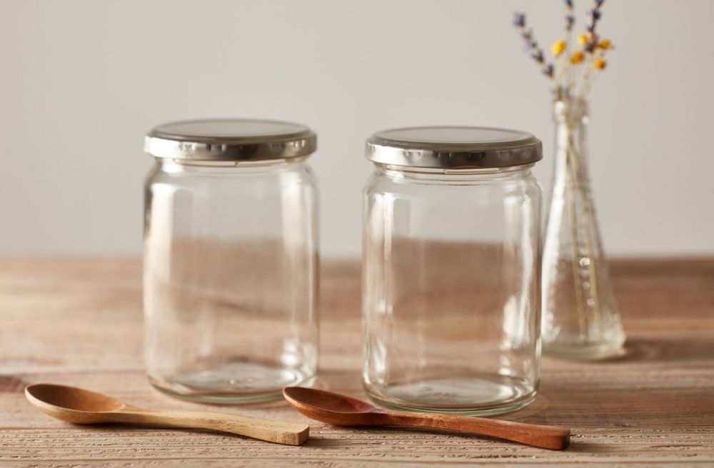 small glass jars snacks table