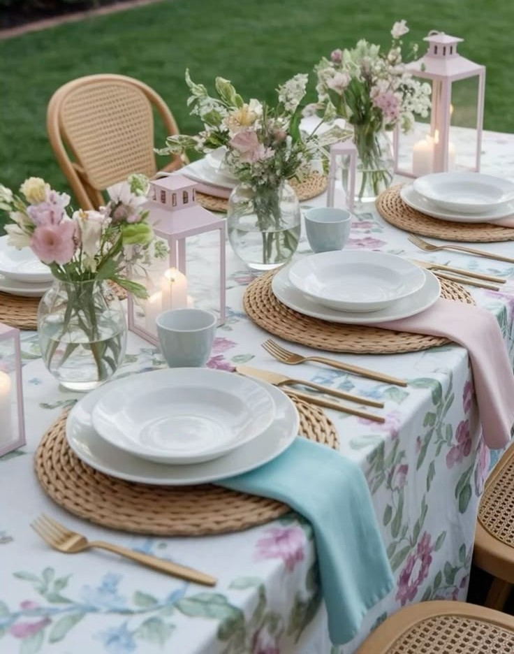 spring garden dinner table