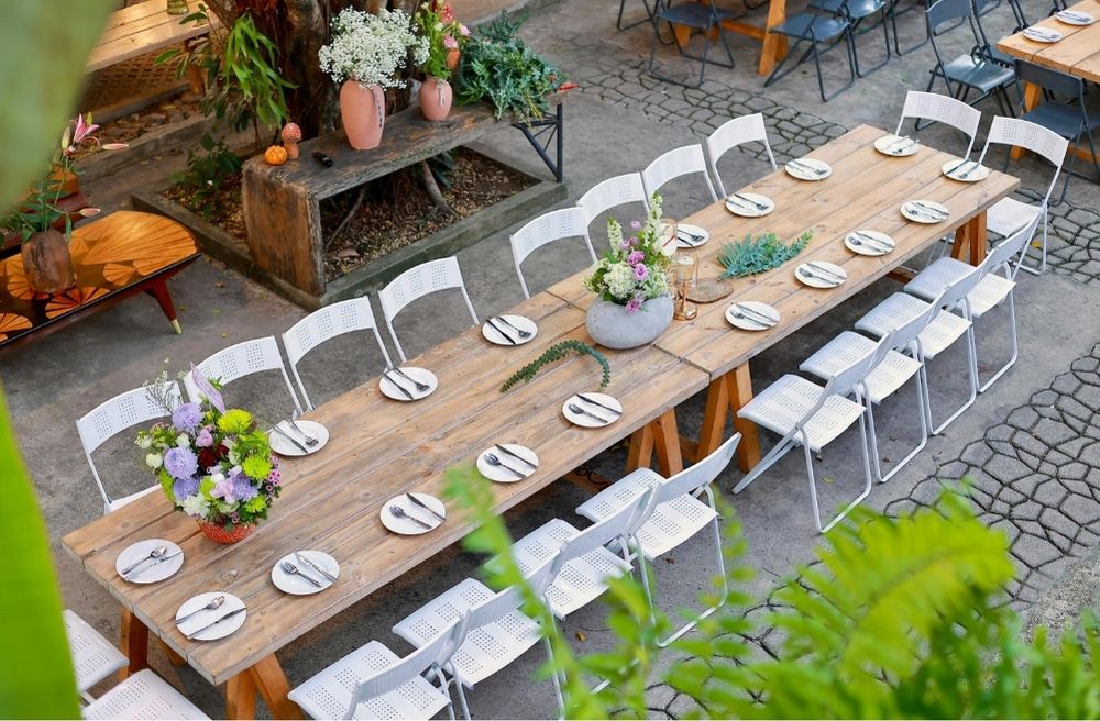 spring garden party long dining table
