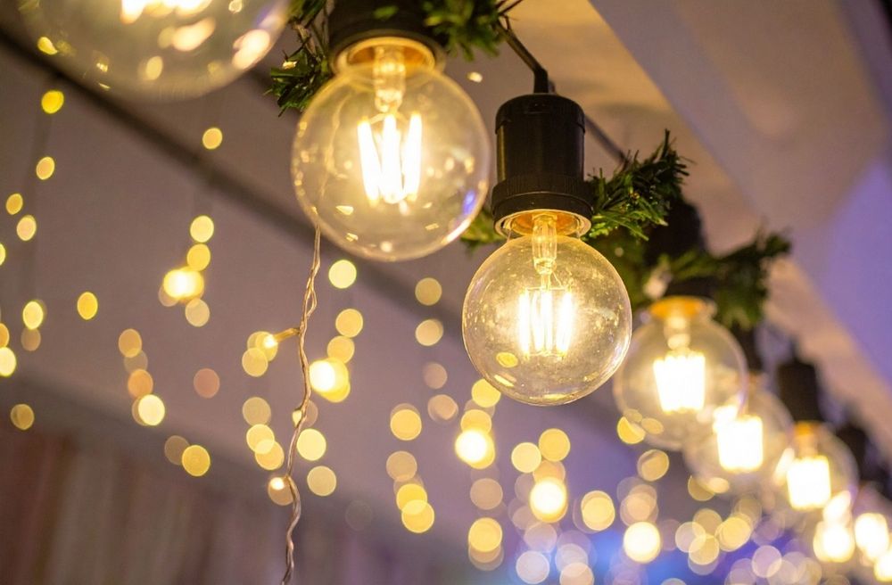 string lights party decor indoors