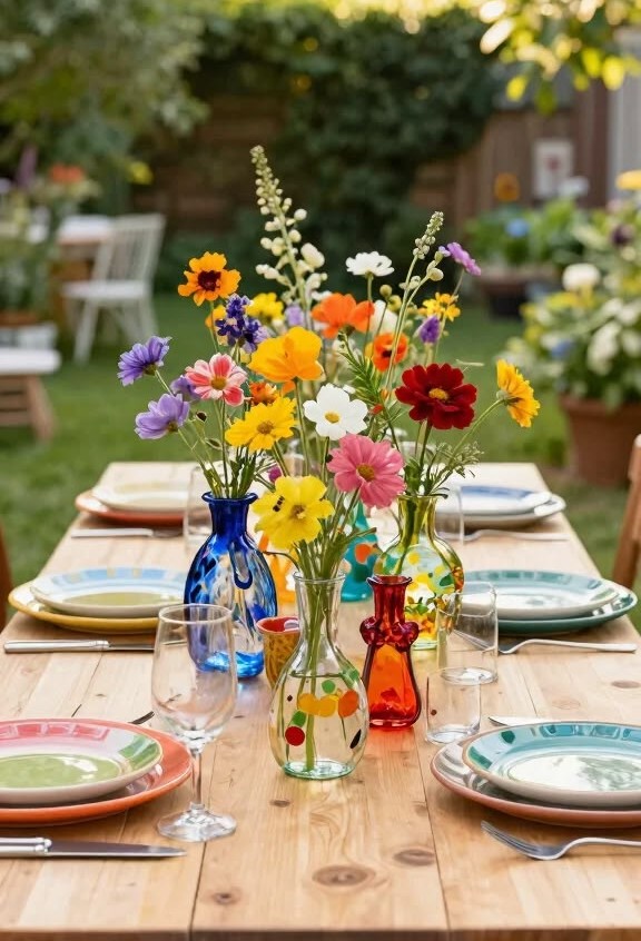 summer flowers outdoor table