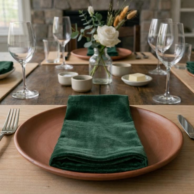 velvet napkins dinner table