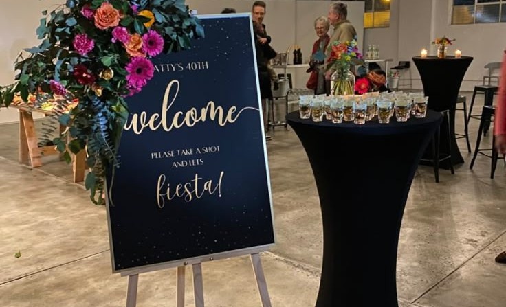 welcome sign party entrance