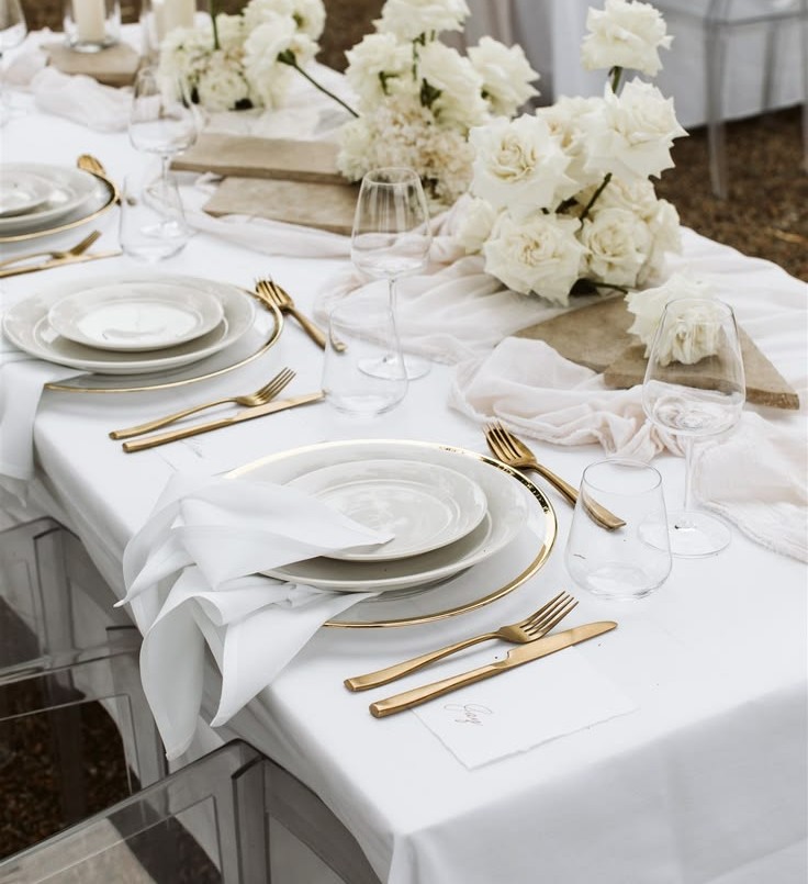 white elegant dinner table