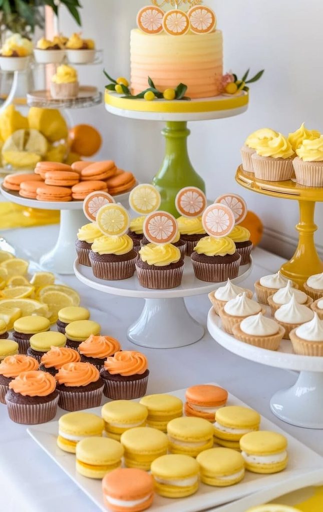 citrus themed dessert table