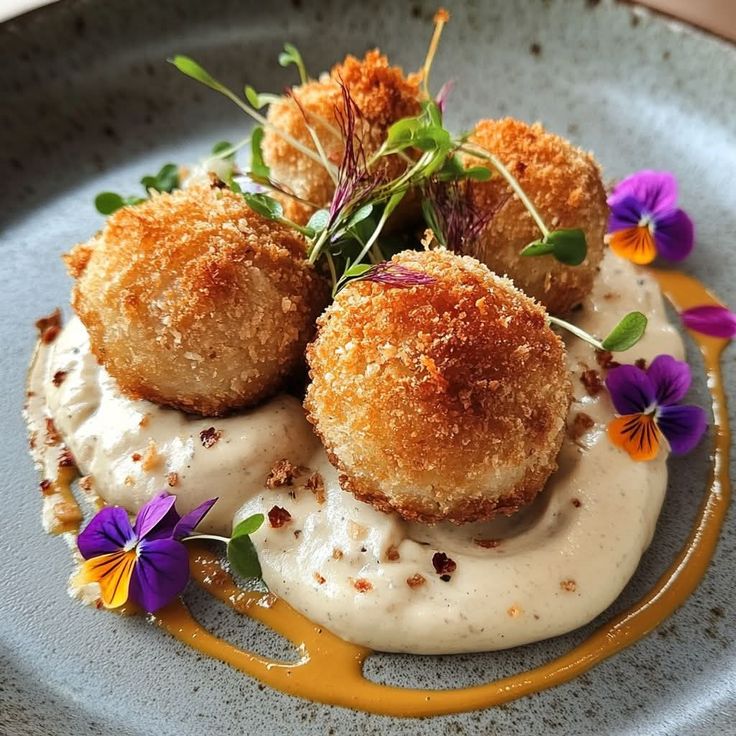 crispy creamy food plating