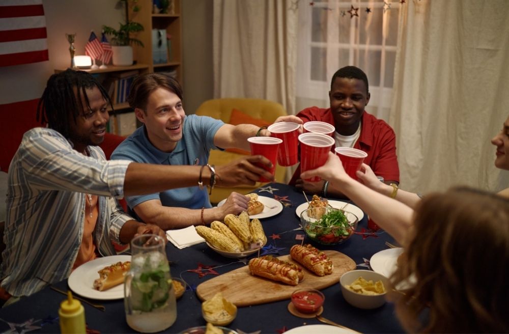 diverse friends sharing dinner