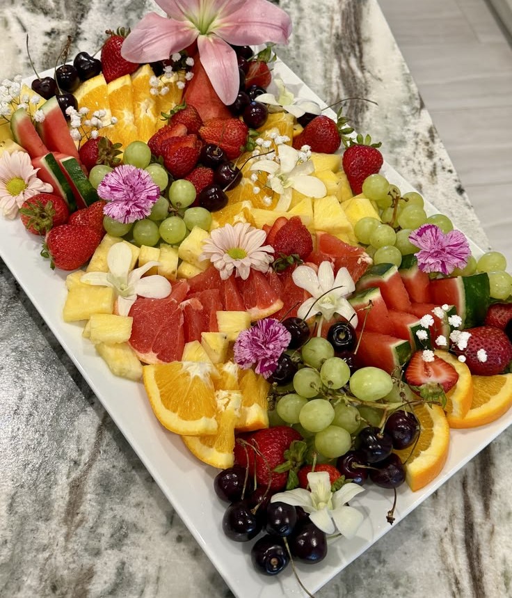 fruit platter edible flowers