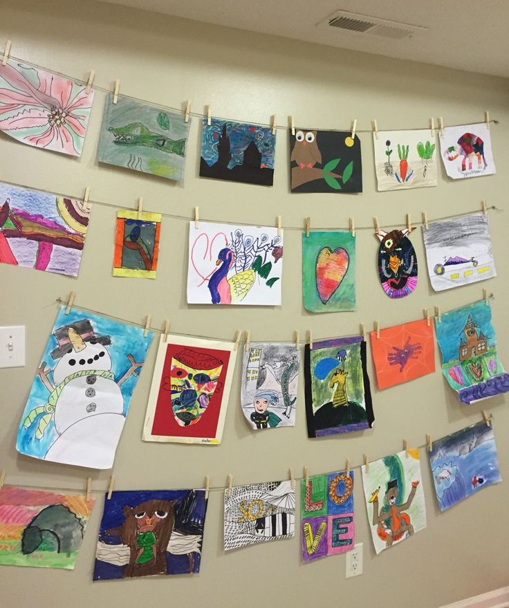 kids artwork display