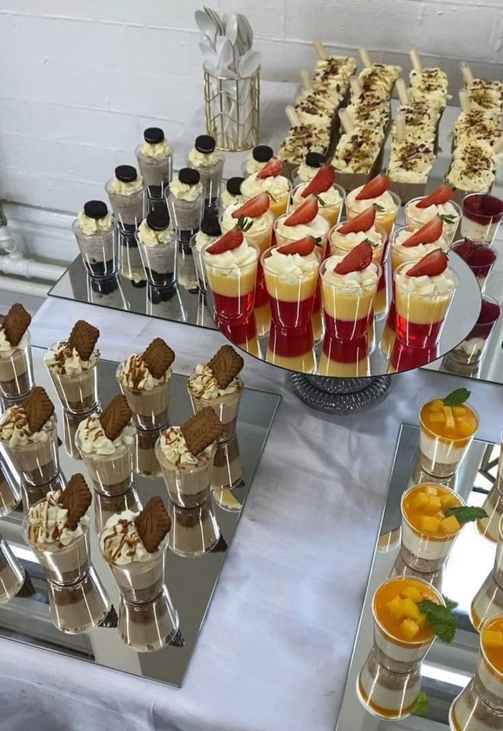 mirror tray dessert display