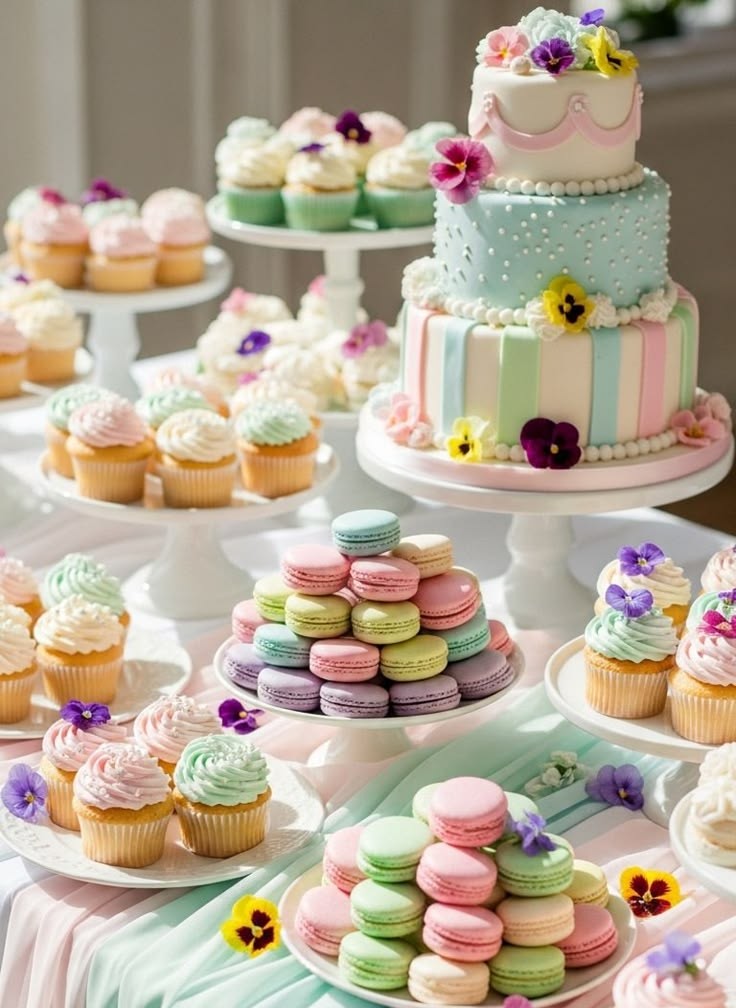 pastel dessert table