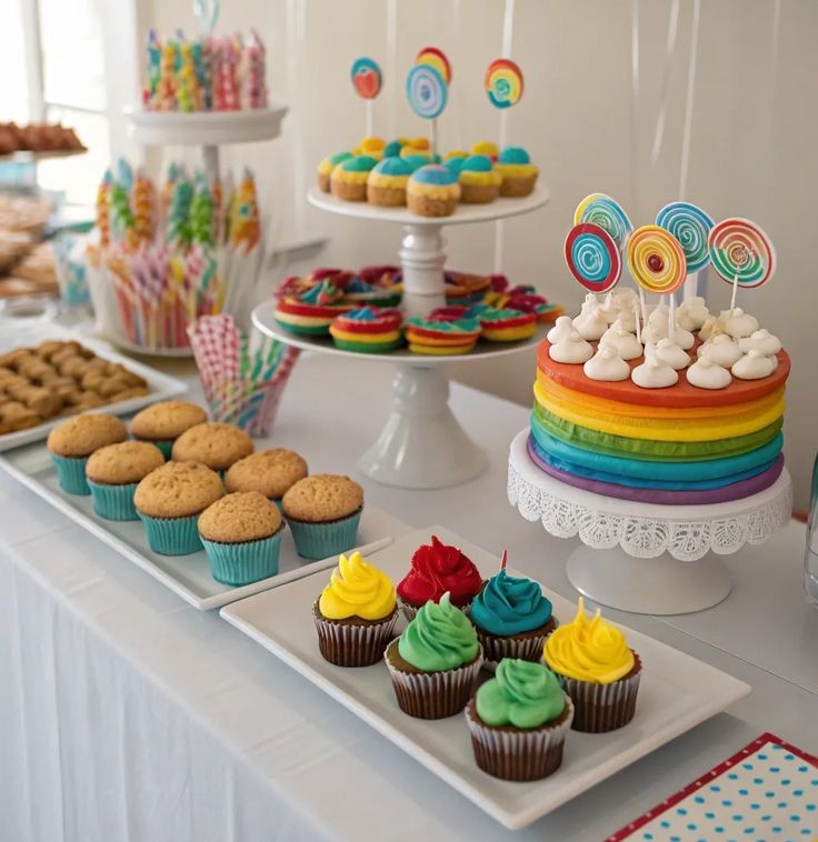 rainbow dessert table