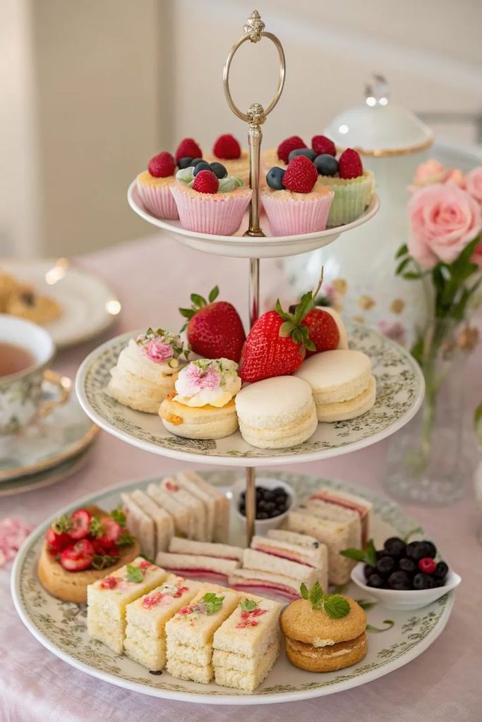 vintage china dessert table